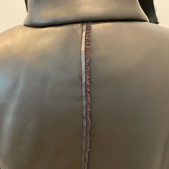 NA-KD Womens Black Faux Leather Coat with Zipper Closure w Faux Fur Lining / 36 - Picture 8 of 16